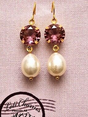 4.8 Total Carats Lab Created Alexandrite Color Changing And Pearls Earrings